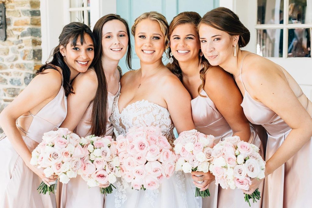 Brides with bridesmaids  