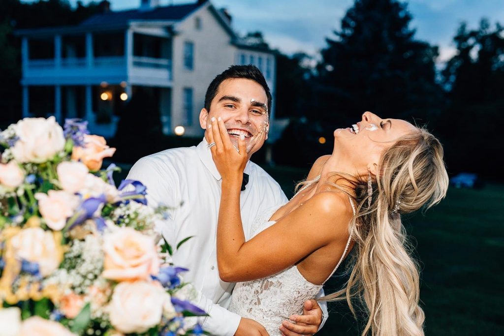 Couple sharing an ecstatic moment with each other 